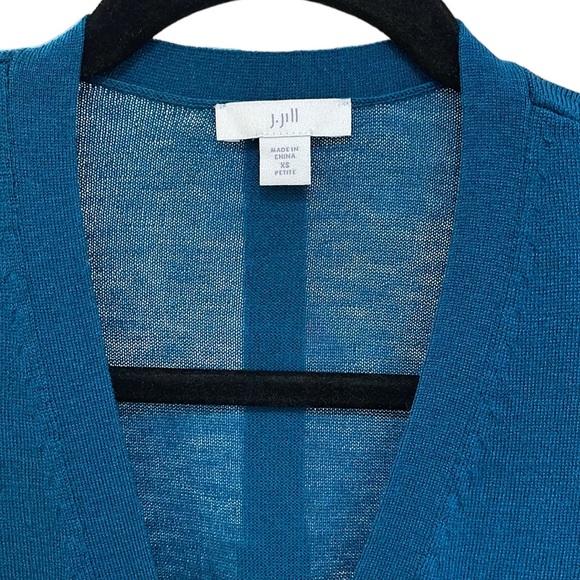 J Jill button down cardigan,SZxsp, dark, teal color, never worn, very fine knit - Picture 2 of 8